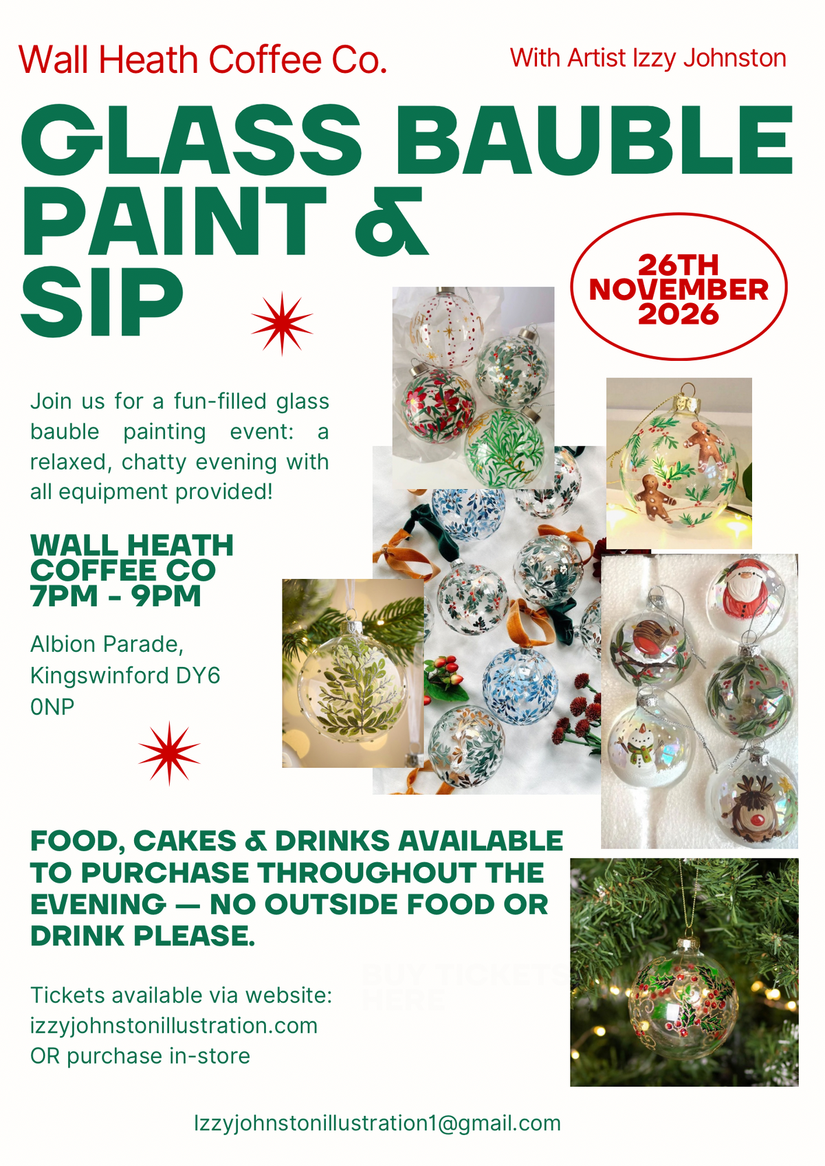 Glass Bauble Paint & Sip - Wall Heath Coffee Co